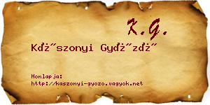 Kászonyi Győző névjegykártya